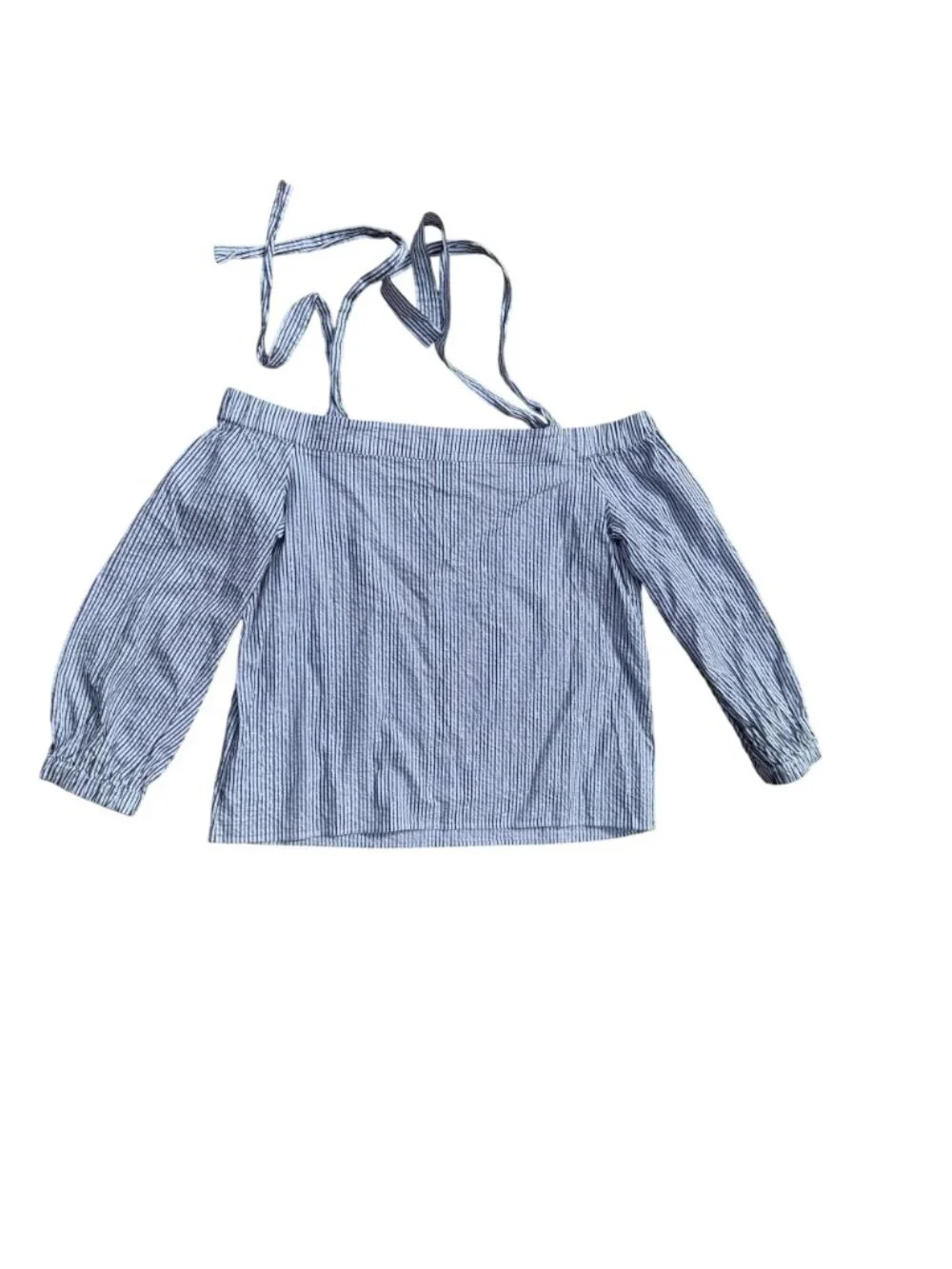 Michael Kors XL Womens Blue & White Striped Off Shoulder Top With Adjustable Str